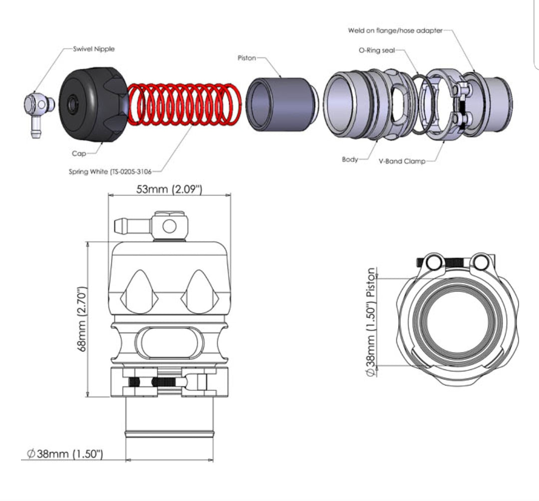 Turbo Smart Vee Port Pro 38mm Blow Off Valve Nightlife accessories
